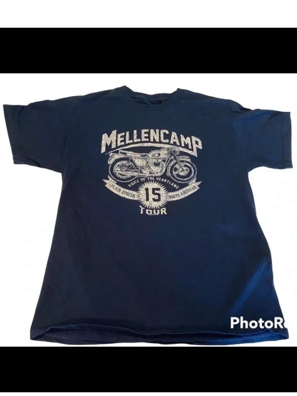 Mellencamp Voice of the Heartland 15 Tour Navy Blue Short Sleeve T-Shirt